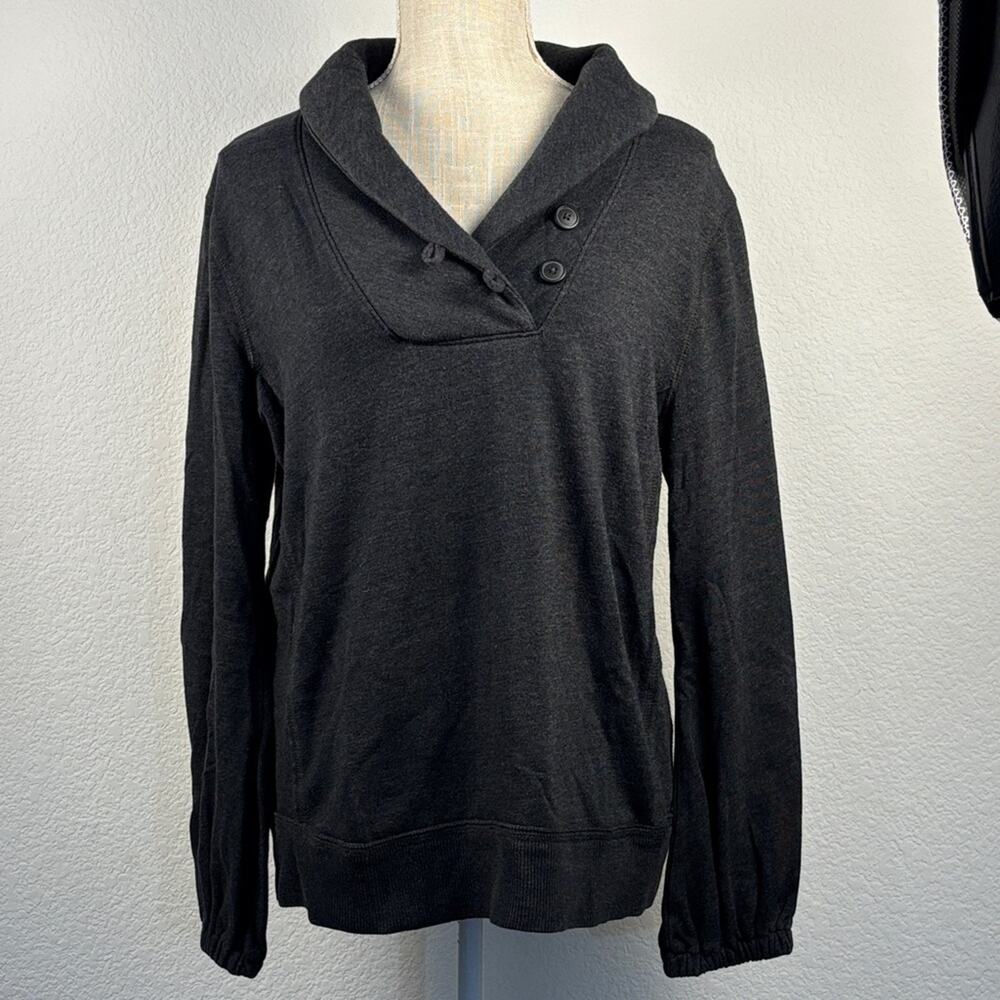 Converse One Star Women's Charcoal Grey Two Button Pullover Sweater Size XL